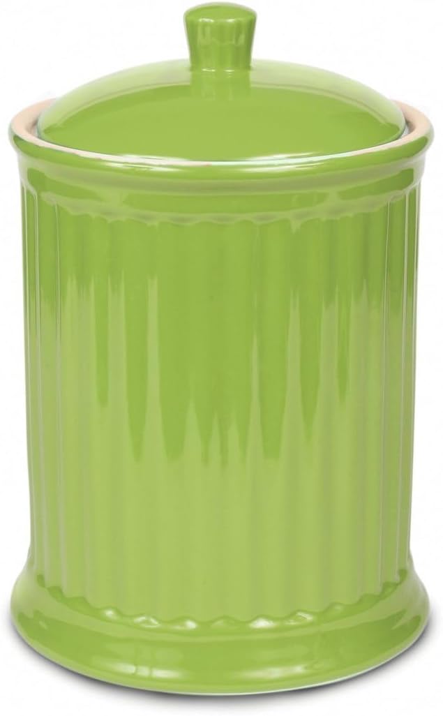 Omniware Simsbury XL Canister, 120oz Stoneware Kitchen Storage Jar with Lid - Large Airtight Container for Baking Essentials, Rustic Ceramic Canister for Coffee, Sugar, or Snacks (Citron)