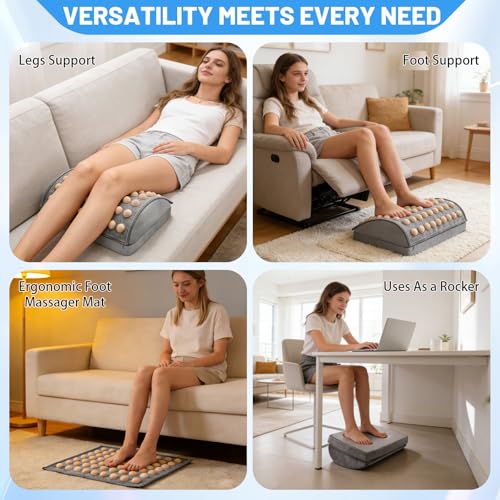 Foot Rest Under Desk at Work, Office Foot Tool Desk Accessories with Washable Cover, Home Spa Massage Wood Foot Acupressur...