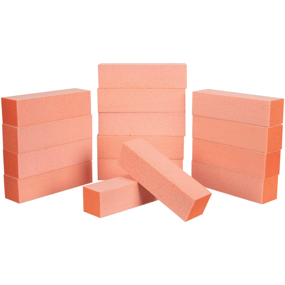 ForPro Professional Collection Buffing Block, Orange, 100/180 Grit, Three-Sided Manicure and Pedicure Nail Buffer, 3.75    L x 1