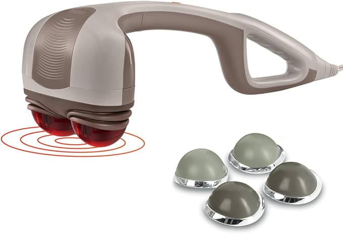 Homedics Percussion Action Massager with Heat | Adjustable Intensity, Dual Pivoting Heads | 2 Sets Interchangeable Nodes, ...