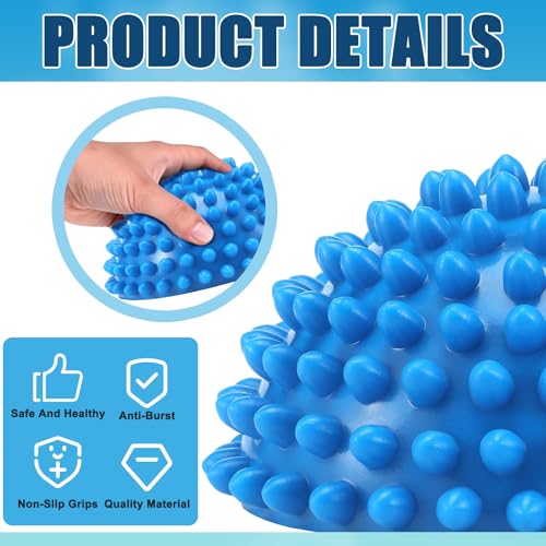 Threlaco 2 Pcs Half Round Massage Ball for Feet Blue Spiky Massage Ball for Kids Adults Sports, Stability Training, Muscle...