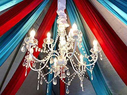 Gypsy Color 9 Light Plug-In Chandelier, Crystal White Metal Frame, Acrylic Crystals, H26”Xw27”, Model Gyxlclp