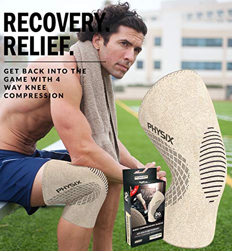 Physix Gear Knee Compression Sleeve for Men & Women - Best Compression Knee Brace for Walking, Running, Gym, Basketball, W...