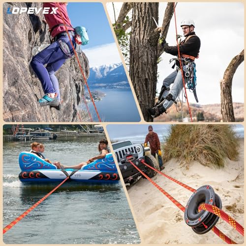 Lopevex 1/2 Inch Static Climbing Rope (150 Ft) - 9000lbs High Strength Arborist Bull Rope for Tree Pulling, Rigging & Rapp...