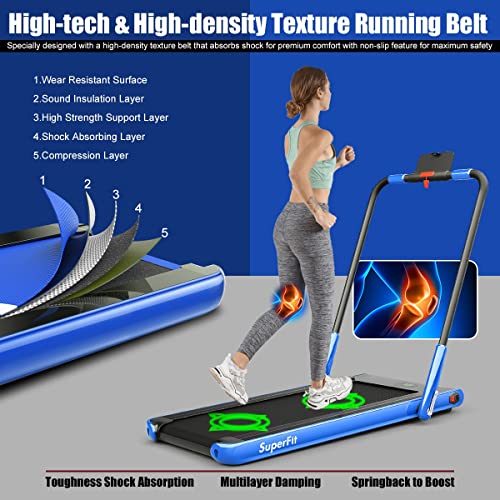 Goplus 2 in 1 Folding Treadmill, 2.25HP Under Desk Electric Superfit Treadmill, Installation-Free with APP Control, Remote...