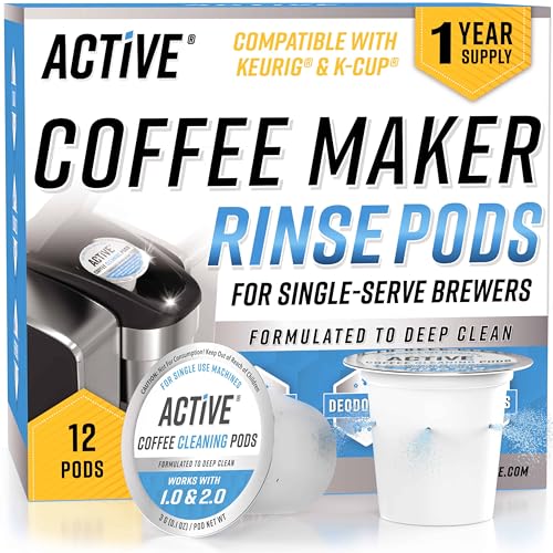 ACTIVE K-Cup Compatible Keurig Cleaning Pods - Quick-Rinse Cleaners for Single Serve Coffee Machine, 12 Month Coffee Maker...