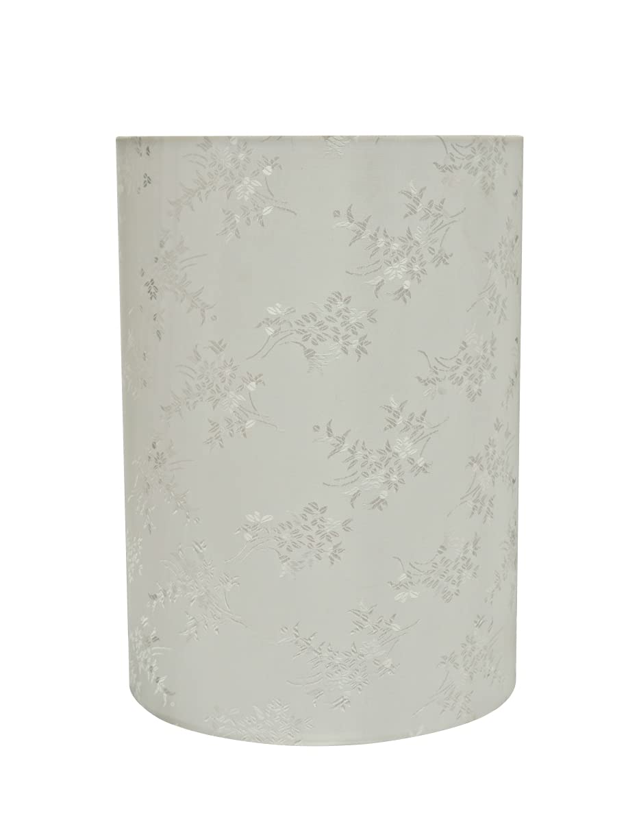 Aspen Creative Drum Lamp Shade, Pearl White, 8inx8inx11in, Model 31026A, Grid Textured Fabric