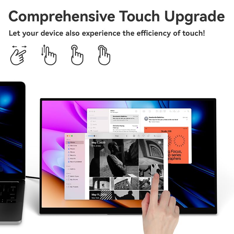 EHOMEWEI D4 Pro 17" 4k 144Hz Portable Monitor with 3840 * 2160 Resolution for External Display Gaming Monitor with Screentouch Function