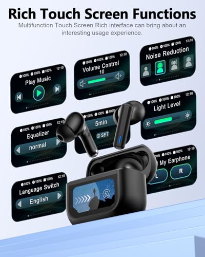 ZIUTY Wireless Earbuds Bluetooth Headphones, ANC/ENC Noise Cancelling, Ear Buds with Multifuntional Touch Screen, 40H Ster...