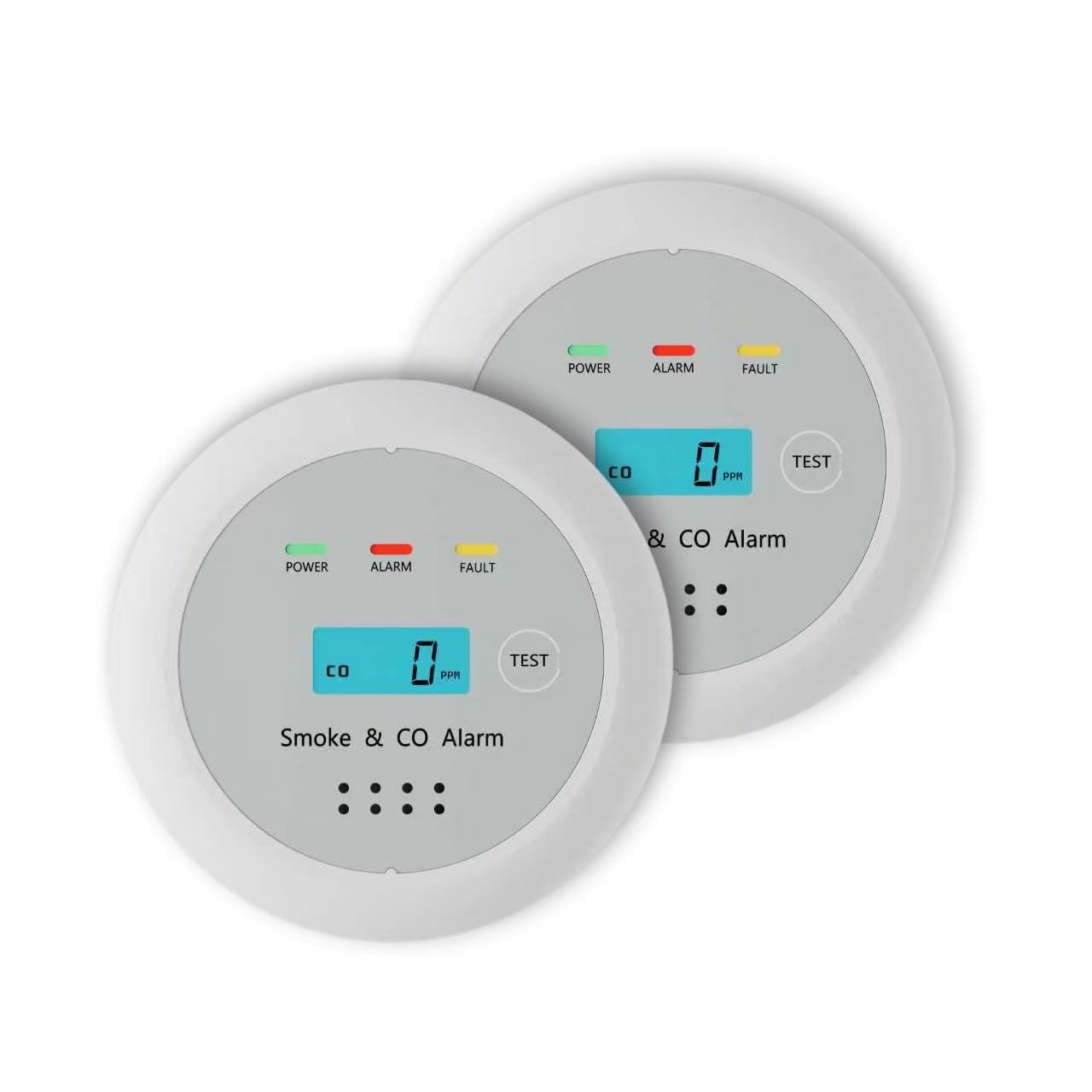 2 in1 Smoke Detector Carbon Monoxide Detector Combo,with LCD Digital Display and Sound Warning Test Button，Battery Powered，Easy Installation, for Home, Bedroom, Kitchen(2PACKS)