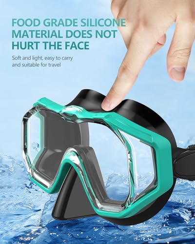 WSTOO Adults Swim Goggles with Nose Cover,HD 3-Window Wide Vision Lens Snorkel Diving Swimming Mask Anti-Fog&Leak