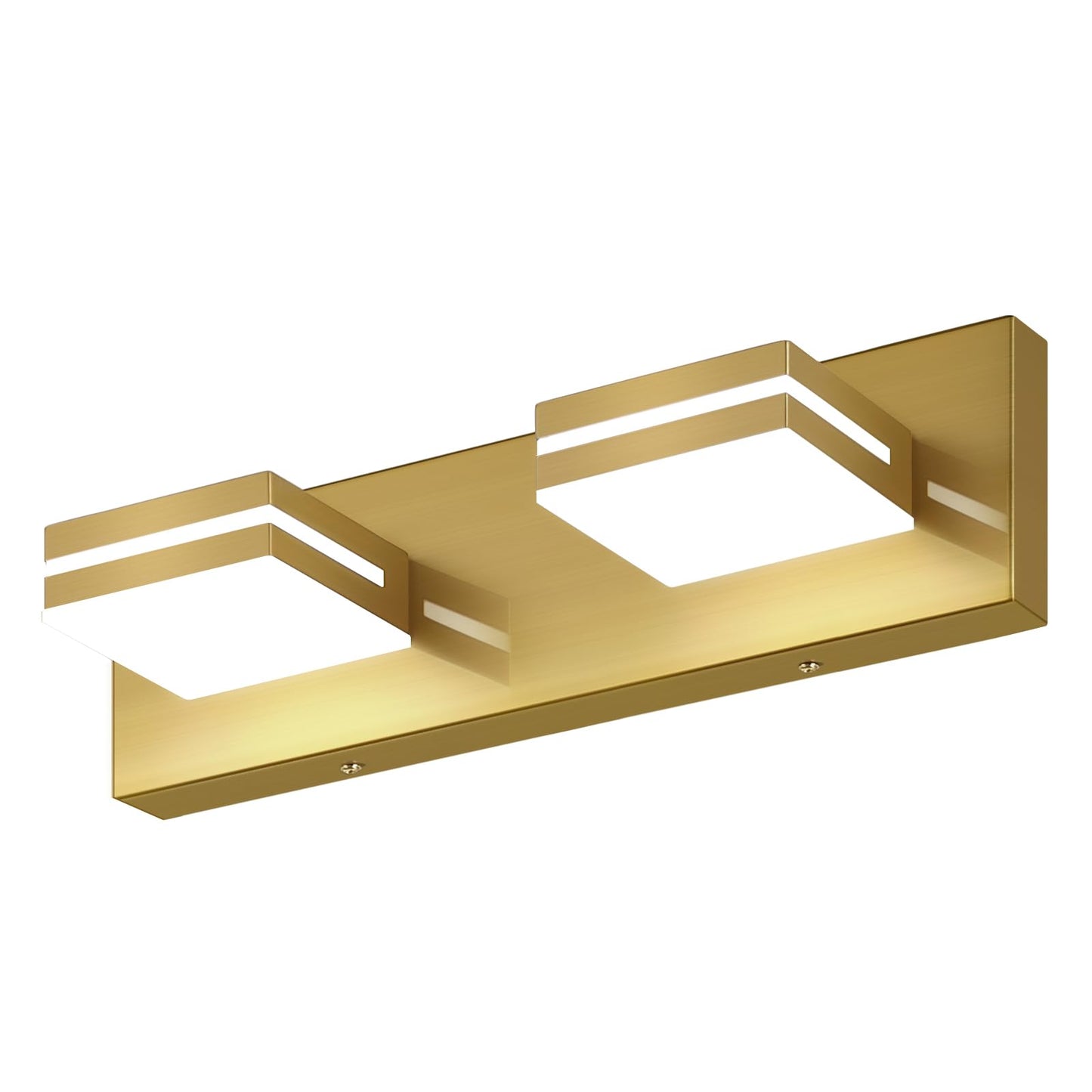SineRise LED Bathroom Vanity Light Fixture, 2-Light, 15.5-Inch, Dimmable, Brass, Stainless Steel, Model SF20250921B0F98PGS33