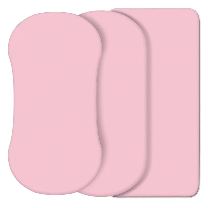 CaSaJa Pink 3 Pack Bassinet Sheet Set, Silky Soft Handfeel with Comfy Napping Surface for Baby Boy and Girl, Flexible Fits Various Kinds of Cradle and Bessinet Mattress Up to 15" x 30" and Breathable