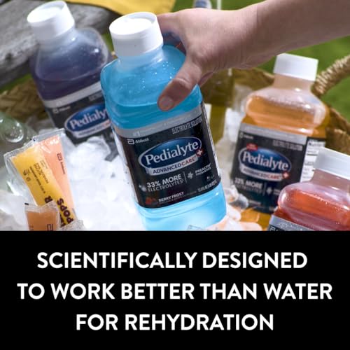 Pedialyte AdvancedCare Plus Electrolyte Hydration Drink, Has 33% More Electrolytes and Has PreActiv Prebiotics, Iced Grap...