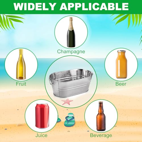 MIVIDE 4 Pack Galvanized Tub 3 Gallon Ice Bucket Large Metal Champagne Drink Bucket with Handles Galvanized Ice Buckets fo...