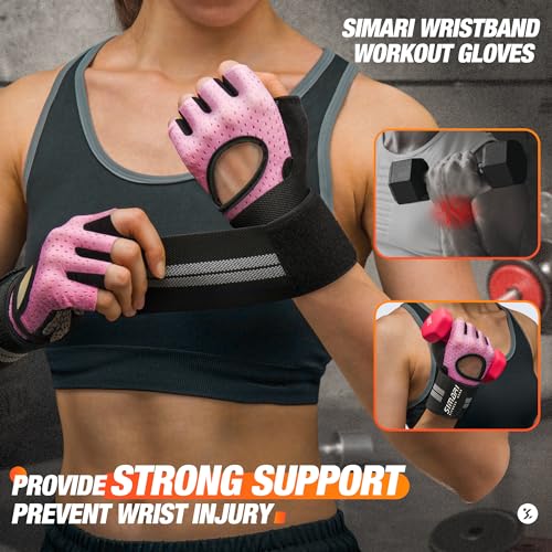 SIMARI Breathable Workout Gloves for Men Women, Padded Weight Lifting Gloves with Wrist Wraps Support, Full Palm Protectio...