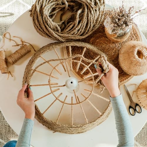 Naler 6mm Jute Rope, 82FT 4-Ply Strong Natural Twine String for Cat Scratching Post, Heavy Duty Twine String for Gardenin...