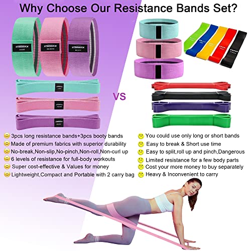 STANDROCK Fabric Resistance Bands for Working Out, 3 and 4 Levels Booty Bands Long Resistance Bands for Women and Men | El...