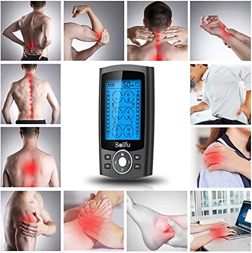 Belifu Dual Channel TENS EMS Unit 24 Modes Muscle Stimulator for Pain Relief Therapy, Electronic Pulse Massager Muscle Mas...