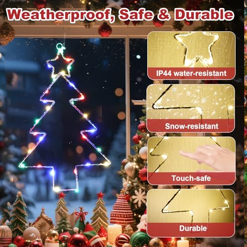 Leisure World 3 Pack Christmas Tree Shaped Led Window Silhouette Lights  Battery/Usb Operated With Remote & Timer  8 Modes For Indoor Outdoor Holiday Xmas Party Decor
