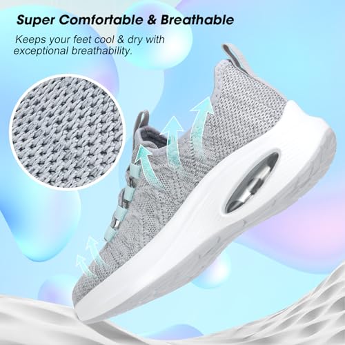 Rollstep Wide Toe Box Shoes Women Extra Wide Width Sneakers Air Cushion Road Running Shoes Ultra Light Tennis Gym Workout ...
