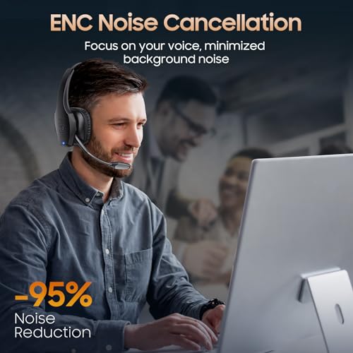 Trucker Bluetooth Headset, Wireless Headset with Mic, Bluetooth Headsets with Dual Noise Cancelling Microphone & Mute Butt...