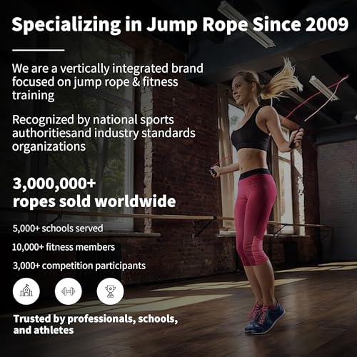 YUEDONG 5mm Adjustable Weighted Jump Rope Inspired by Canton Tower Curve - Elegant Matte Long Handles with Four-Sided Ant...