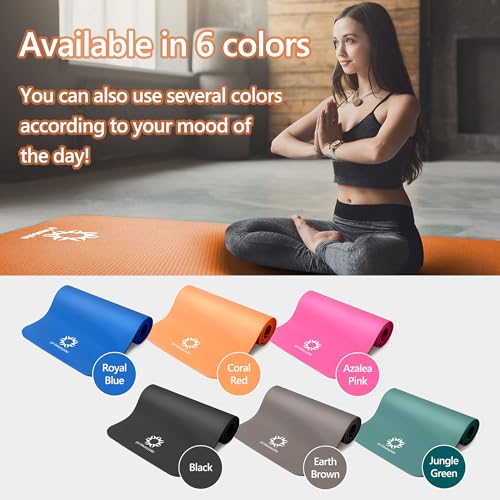 Primasole Thick Yoga Mat, 1/2-Inch Extra Thick NBR Mat with Enhanced Stability - Textured Design, Lightweight Mat with Car...