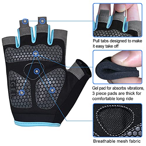 HuwaiH Bike Gloves for Men/Women, Cycling Gloves with Anti-Slip Shock-Absorbing Pad Half Finger Biking Bicycle Gloves