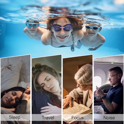 Swimming Ear Plugs for Adults,3 Pairs Waterproof Reusable Silicone Swim Earplugs for Swimming Surfing Snorkeling Showering...