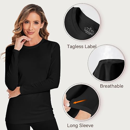 YADIFEN Women Thermal Underwear Set,Long Johns for Women Base Layer with Fleece Lined Long Underwear Top Bottom Cold Weather