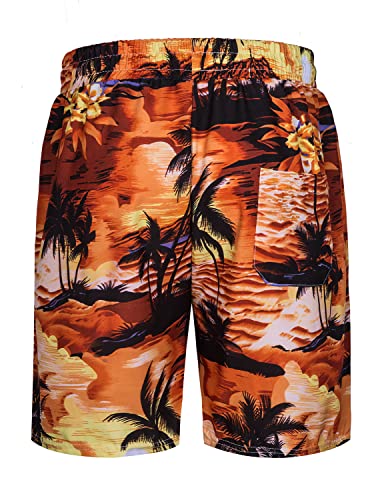 TUNEVUSE Mens Hawaiian Short Sleeve Shirt Suits Flower Print Suits Tropical 2PC Sets Button Down Shirts and Shorts Outfit