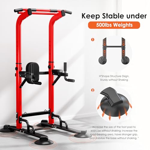 SogesPower Pull Up Bar Station Power Tower,12-Level Adjustable Multi-Function Pull Up Dip Station for Home Gym, Pull Up Ba...