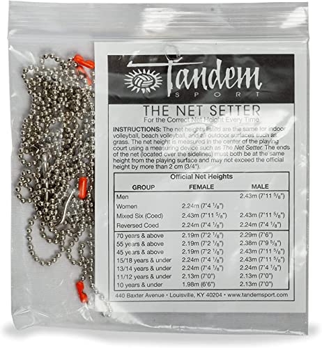Tandem Sport Volleyball Net Setter - Volleyball Net Measure Chain - 4 Pre-Set Net Heights for Men's, Women's, Coed, and Ju...