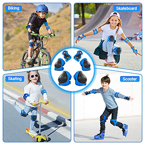 Wemfg Kids Protective Gear Set Knee Pads for Kids 3-14 Years Toddler Knee and Elbow Pads with Wrist Guards 3 in 1 for Skat...