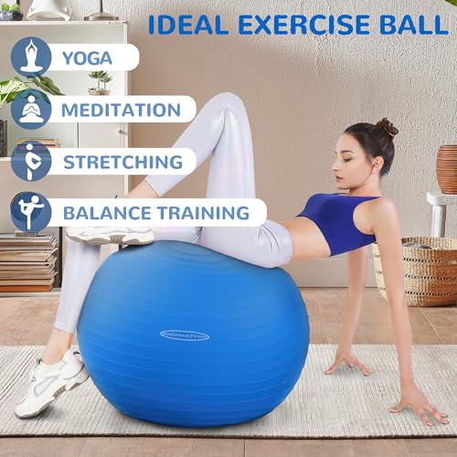 Fitvids Anti-Burst and Slip Resistant Exercise Yoga Fitness Birthing Ball with Quick Pump, 2,000-Pound Capacity, Multiple ...