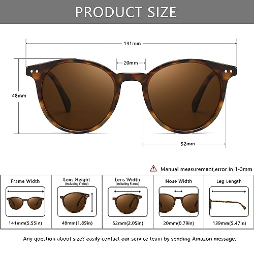 SUNGAIT Classic Vintage Round Polarized Sunglasses for Women Men Retro Style UV400