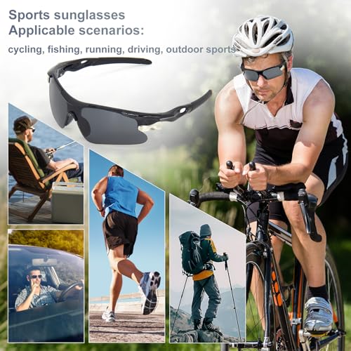 ZOSIMP Unisex Sports Sunglasses with UV400 & Shatterproof Lenses, Windproof Lightweight Frame for Outdoor Sports