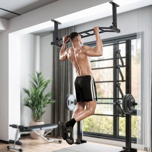 Kipika 48" Ceiling Mounted Pull Up Bar, Heavy Duty Multi-Grip Chin Up Bar,Mounted Pullup Bar, Adjustable Height, Pull Up B...