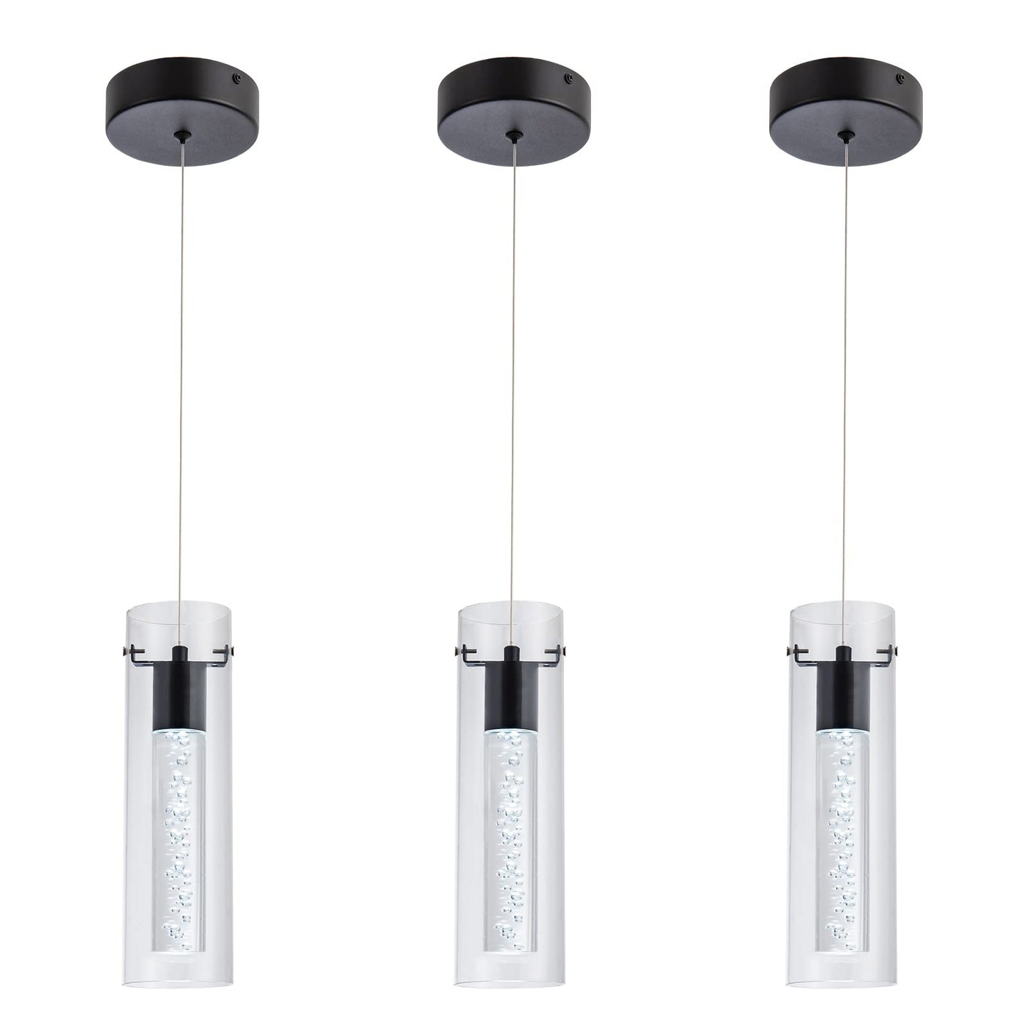 votag Mini Pendant Lights 3-Pack 24W CRI80 1920 Lumen 6000K Black Aluminum Model PI-0172A1-24W3-BK
