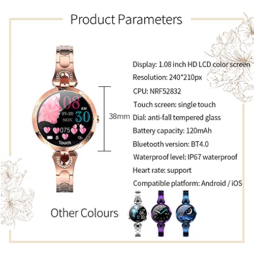 Thafikzi Smartwatch for Women Compatible for iPhone Samsung Android iOS Phones. Smart Bracelet with Female Menstrual Cycle...