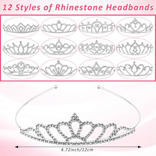 COODHI 12PCS Tiaras Silver Metal Sparkly Glitter Rhinestone Crown Headbands Wedding Prom Birthday Party Princess Hair Tiar...
