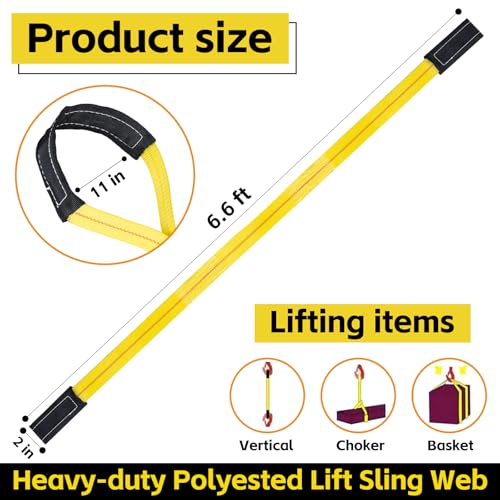 2" x 6.6Ft Heavy Duty Lifting Straps (2-Pack) - 9400LB Capacity Recovery & Tree Saver Strap with Loops, Industrial Lifting...
