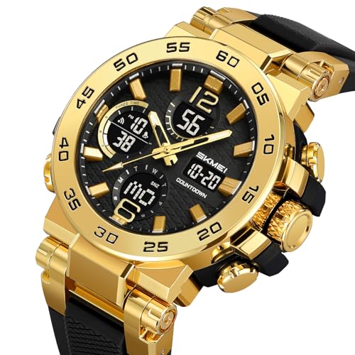 FANMIS Mens Analog Digital Dual Display Sports Watches Military Multifunctional 50M Waterproof LED Watch with Alarm Stopwa...