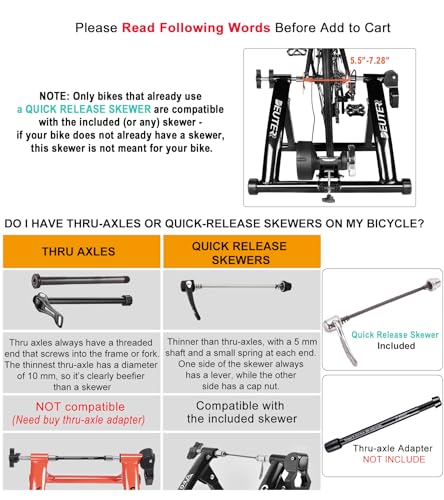 Bike Trainer, Magnetic Bicycle Stationary Stand for Indoor Exercise Riding, 26-29" & 700C Wheels, Quick Release Skewer & F...