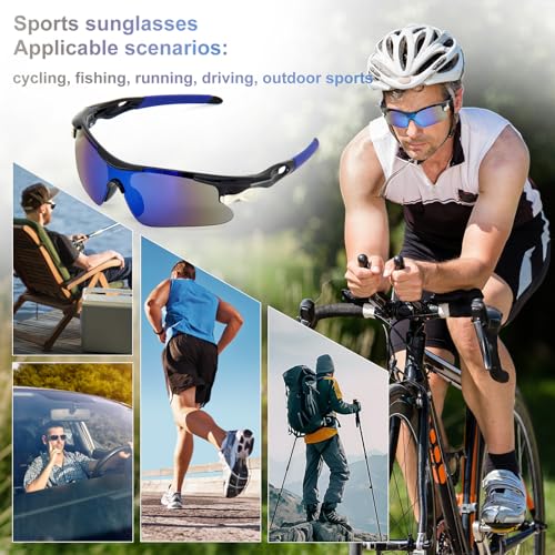 ZOSIMP Unisex Sports Sunglasses with UV400 & Shatterproof Lenses, Windproof Lightweight Frame for Outdoor Sports