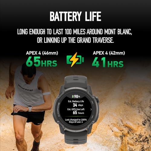 COROS APEX 4 (46mm) GPS Watch, 1.3" MIP Touchscreen, Global maps with Turn-by-Turn Navigation, 41 Days Battery Life, Voice...