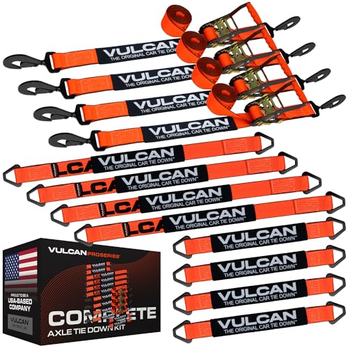 VULCAN Complete Axle Strap Tie Down Kit s - PROSeries - Includes (4) 22 Inch Axle Straps, (4) 36 Inch Axle Straps, and (4)...