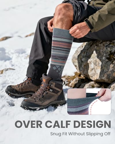 OutdoorMaster Merino Wool Ski Socks for Men & Women, Unisex Thermal Winter Warm Snowboarding Socks for Cold Weather