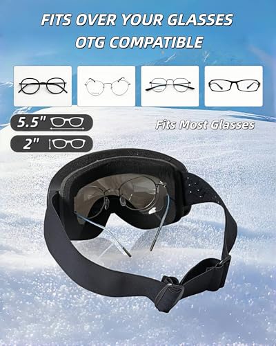 Solifo Ski Goggles for Men & Women, OTG UV400 Protection, Dual Anti-Fog Lens, Spherical Lens for for Skiing & Snowboarding